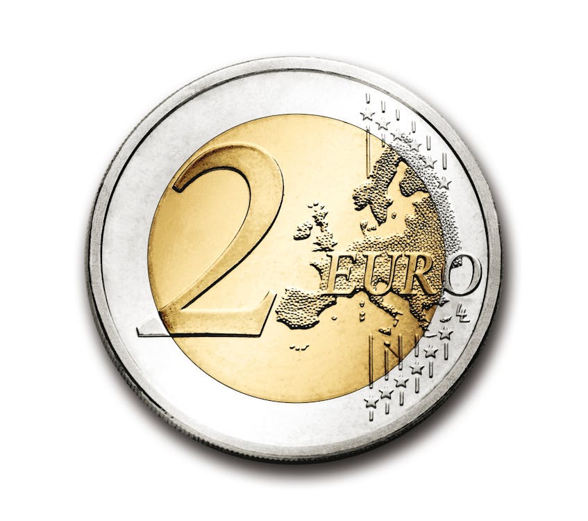 2ユーロ お金 コインの無料の写真素材