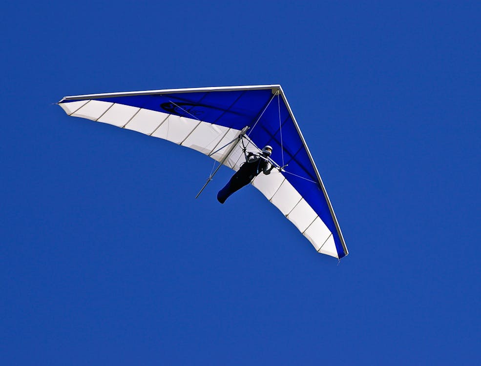 бесплатная человек на сине белом воздушном планере Стоковое фото