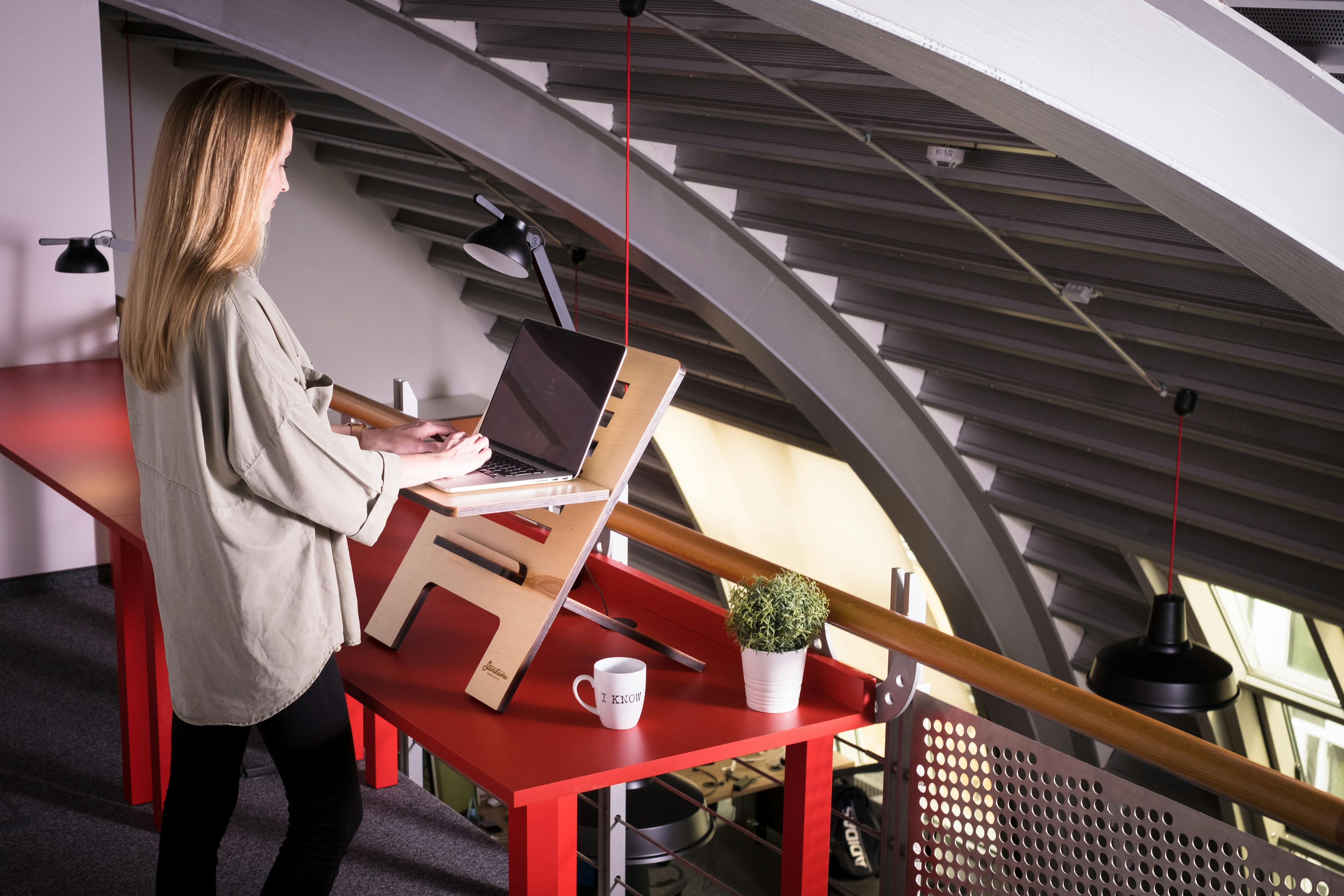 Close-up of laptop table for dorm room with ergonomic design and adjustable height