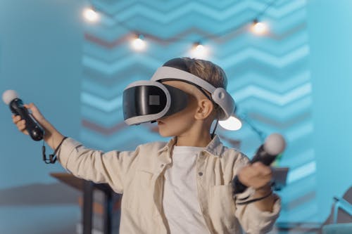 A Boy Playing a Virtual Reality Game