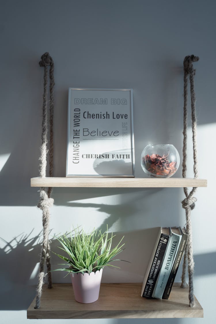 
A Hanging Shelf On A Wall