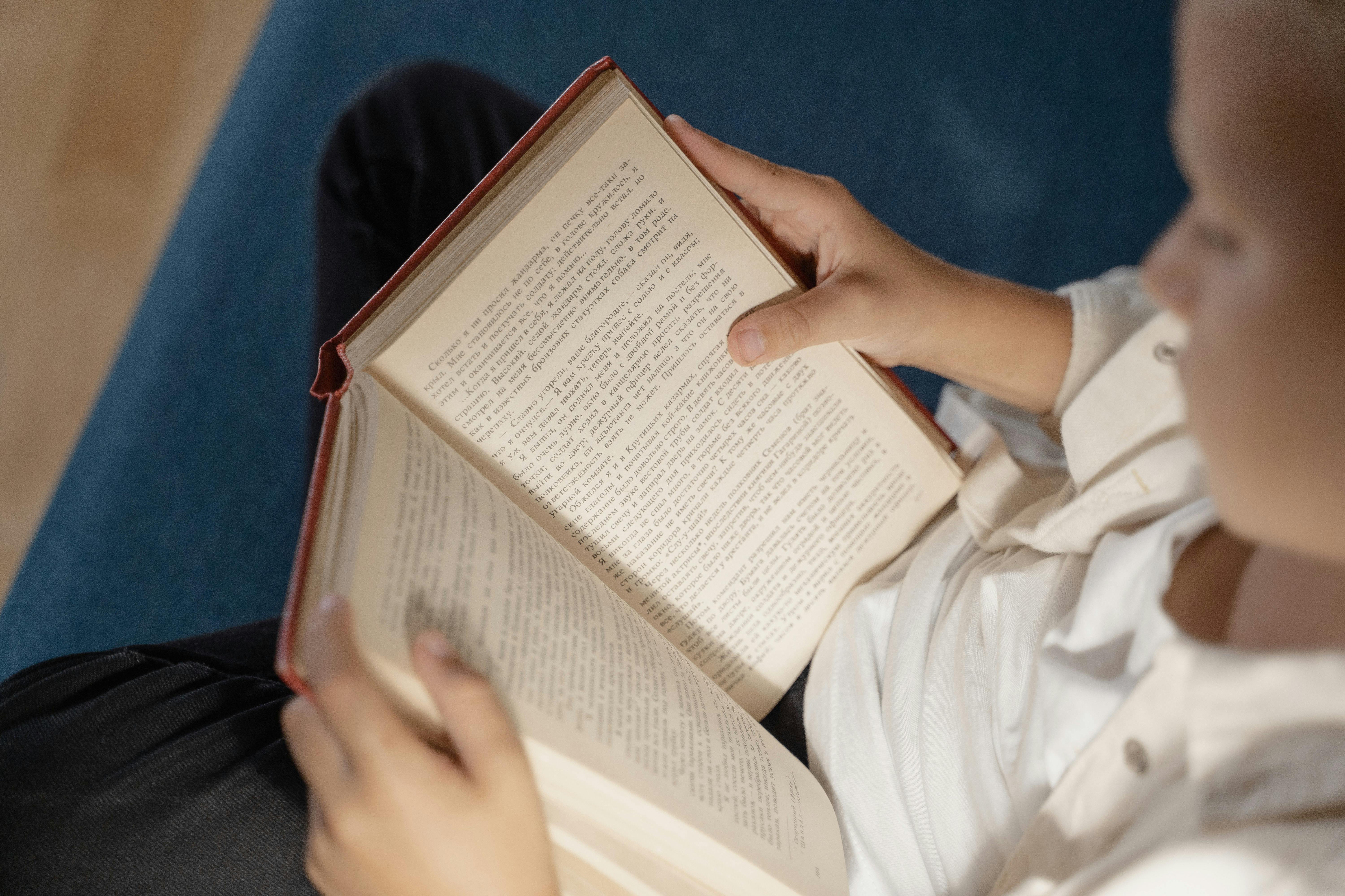 child reading book