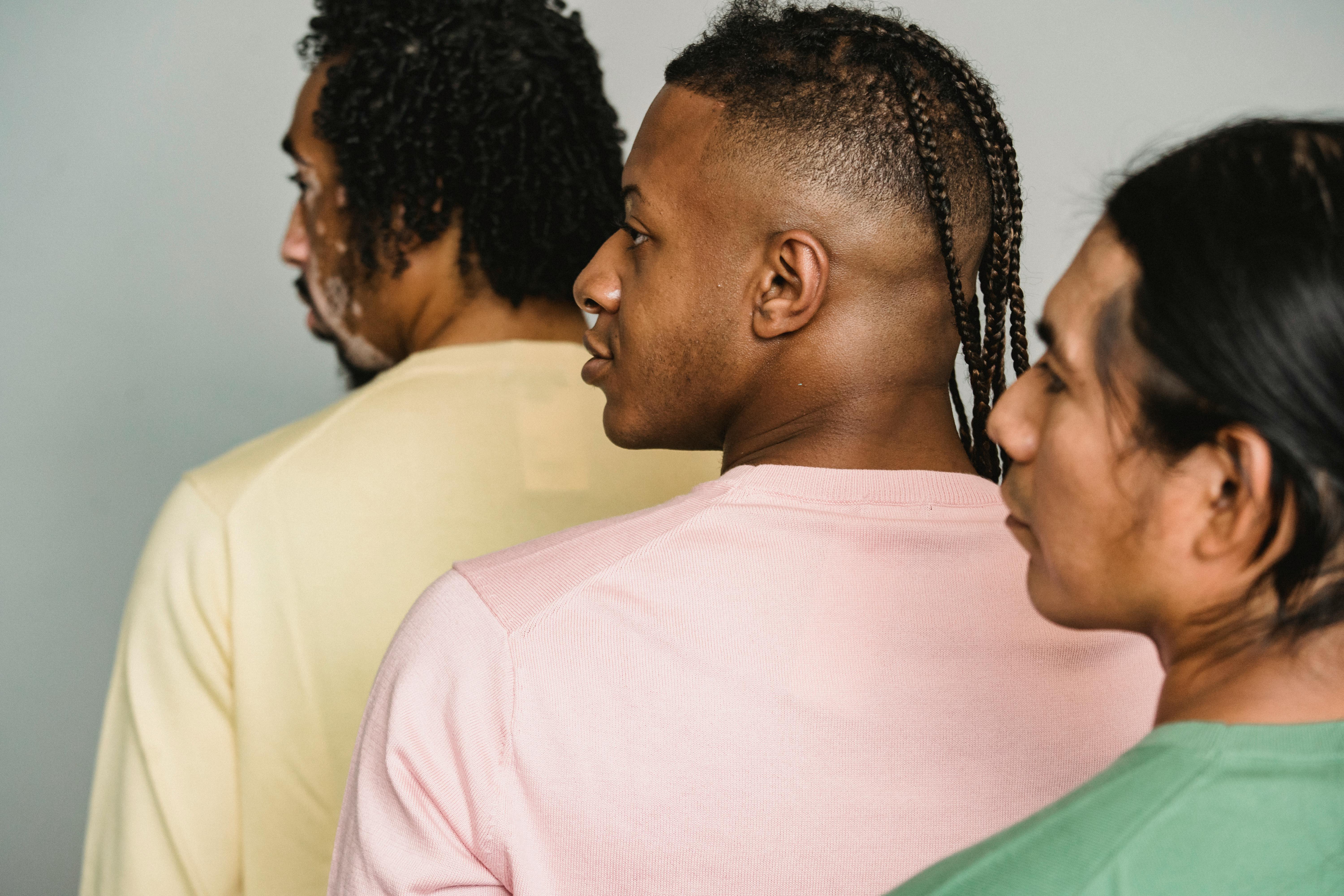 multiethnic crop men standing in studio