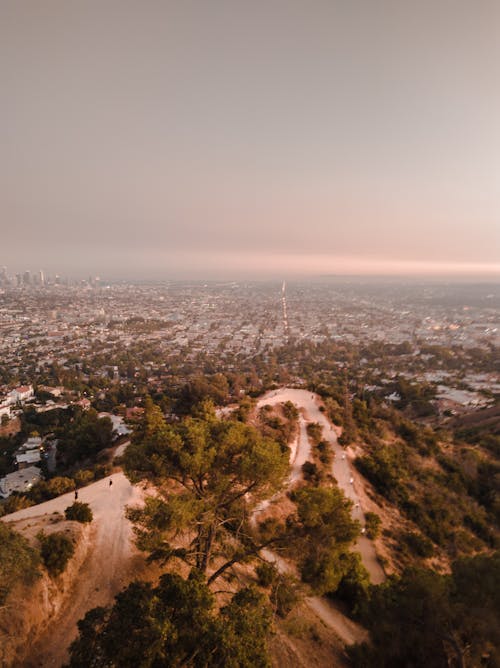 Free Aerial View on Hills and City in Distance  Stock Photo