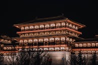 Lights on the Drum Tower of Xi'an During Night Time
