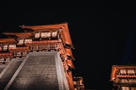 Gray and Brown Temple during Night Time