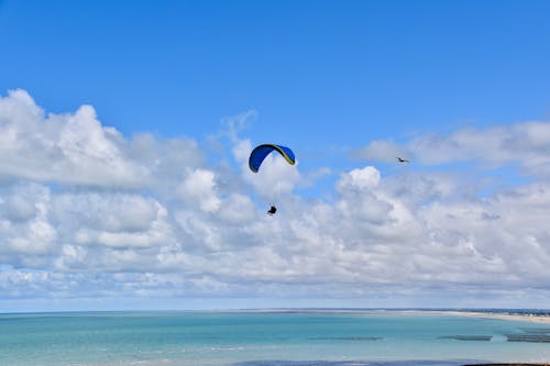 Person in Parachute Under Blue Sky