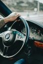Person Inside a Car Holding the Steering Wheel