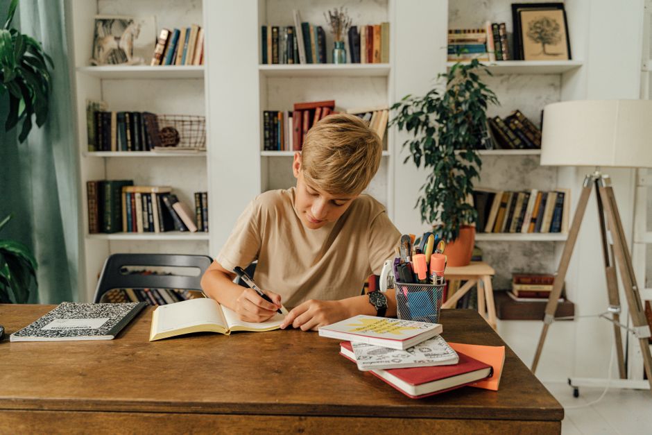 study desk with notes real home lifestyle photo 1