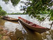Brown Wooden Boat on River