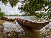 Brown Wooden Boats in El Rama in Nicaragua