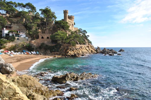 Free View of a Castle by the Sea Stock Photo