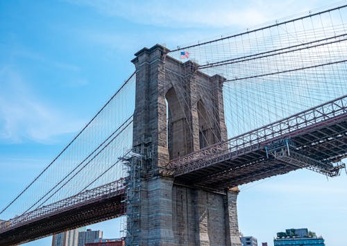 Kostnadsfri bild av amerikanska flaggan, arkitektur, brooklyn bridge