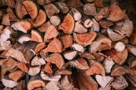 Close-up of a Stack of Chopped Wood 