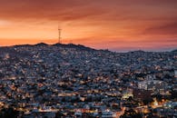 Cityscape of modern megalopolis in evening