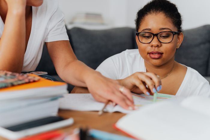 Student focused during a study session