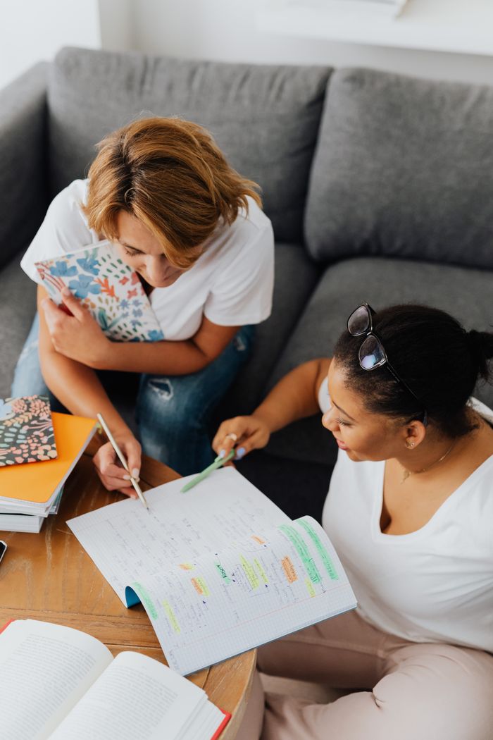 Two students studying together