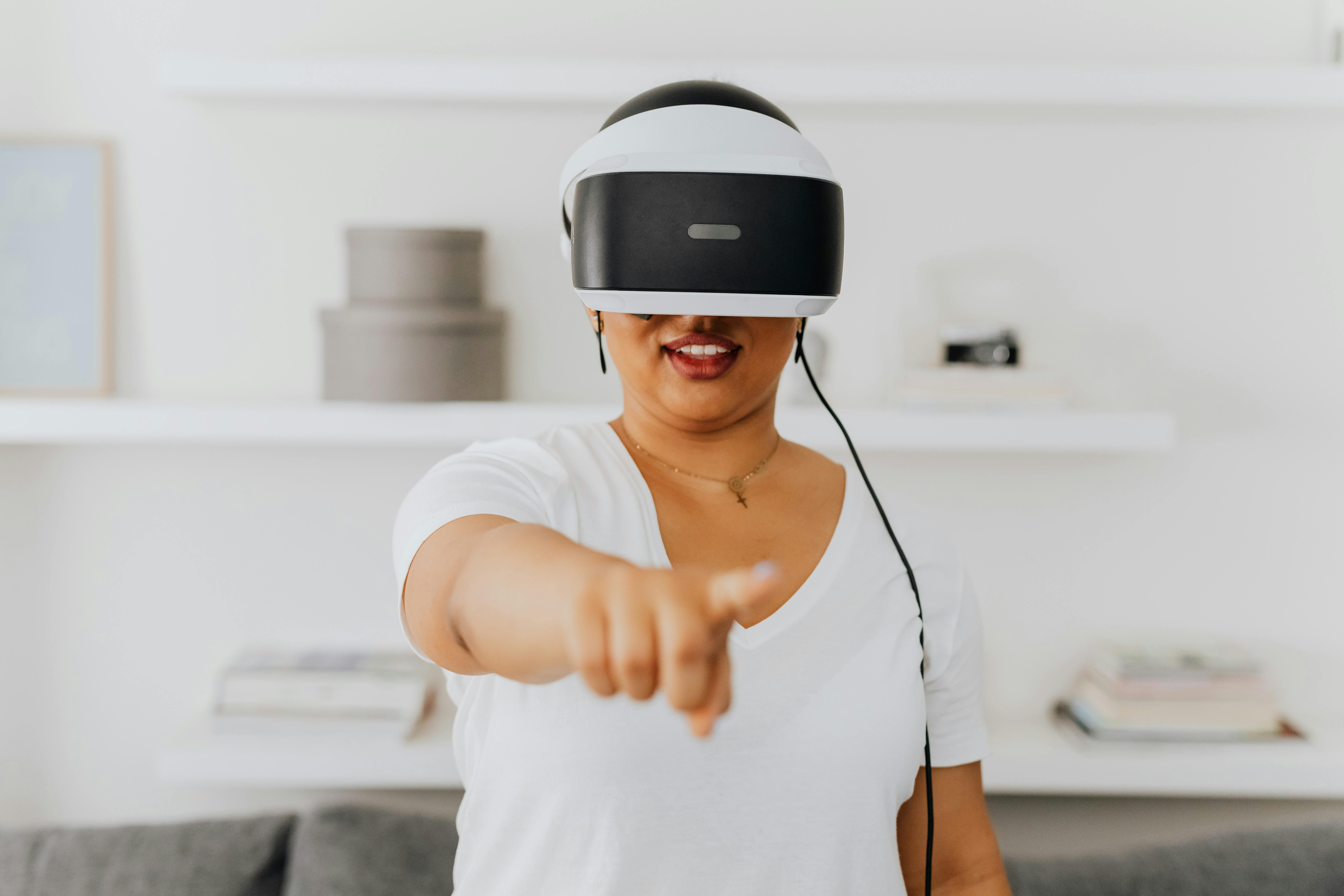 woman playing a virtual reality game