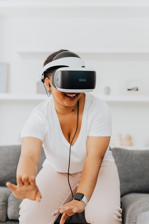 Woman Playing a Virtual Reality Game