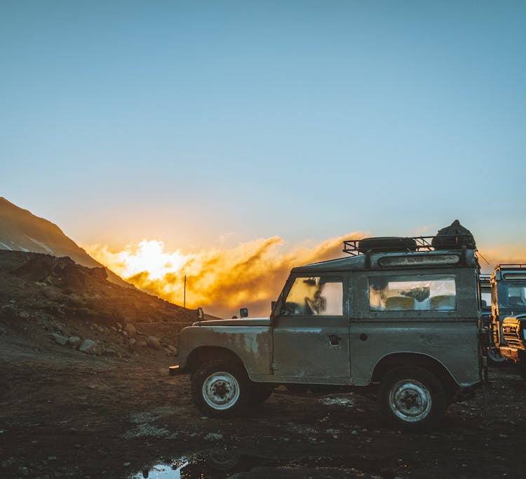 Jeep Parked In Desert