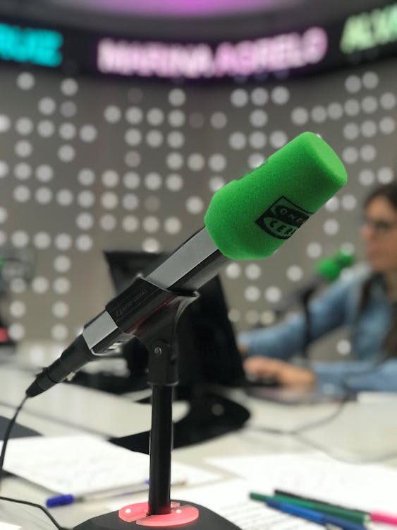 Gray and Black Microphone on Table