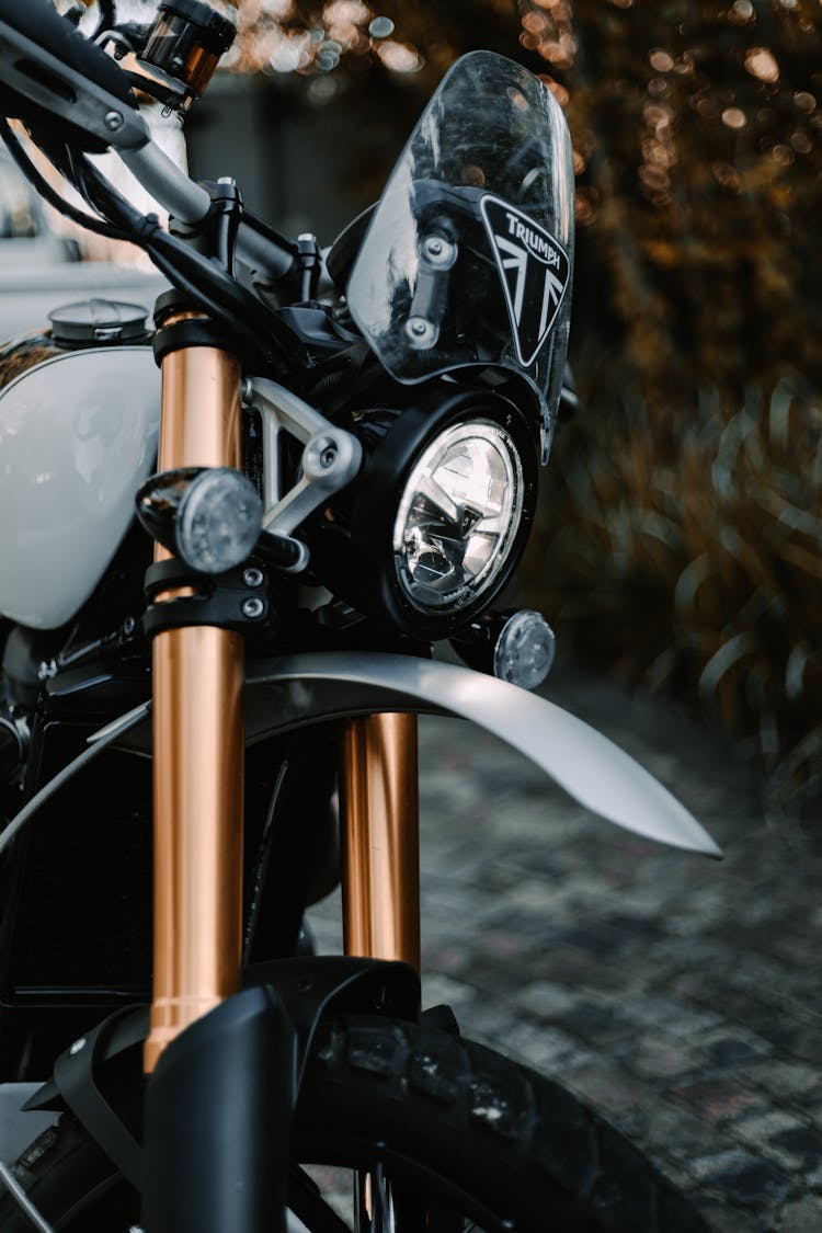 Close-up Of Black And Bronze Motorcycle 