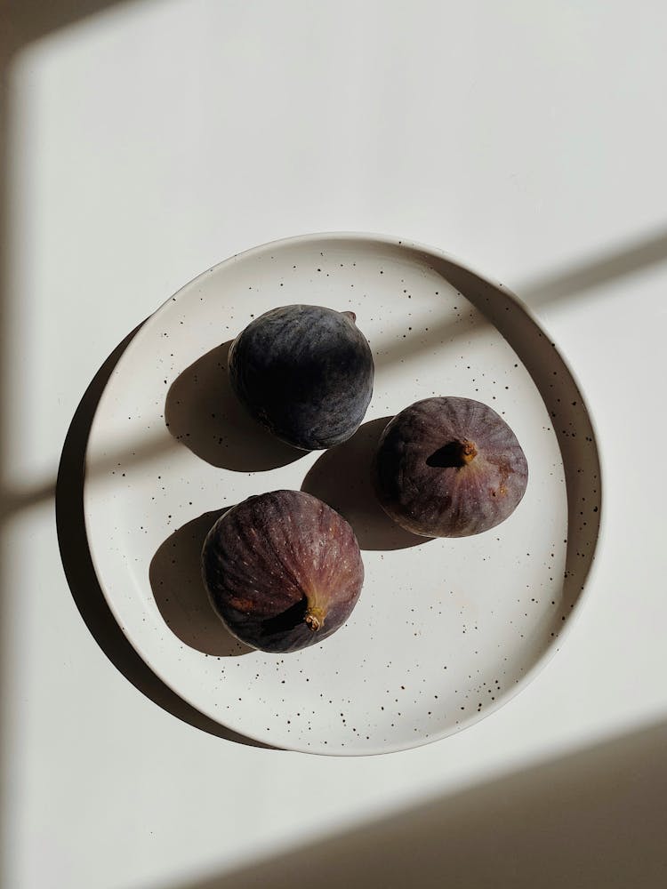 Fresh Fig On Plate In Shadows