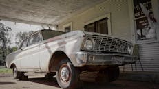 Low Angle Shot of White Vintage Car