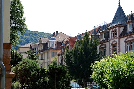 Free stock photo of city, street, buildings, trees