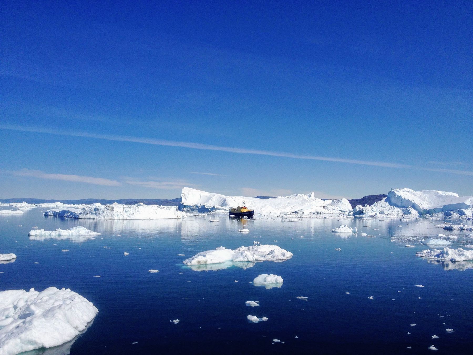Icebergs and Arctic water around Greenland