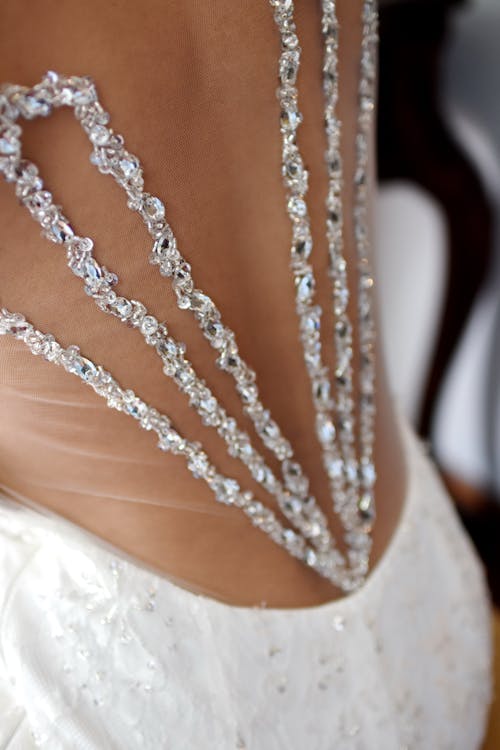 Beautiful Stones Design on the Back of the Wedding Dress