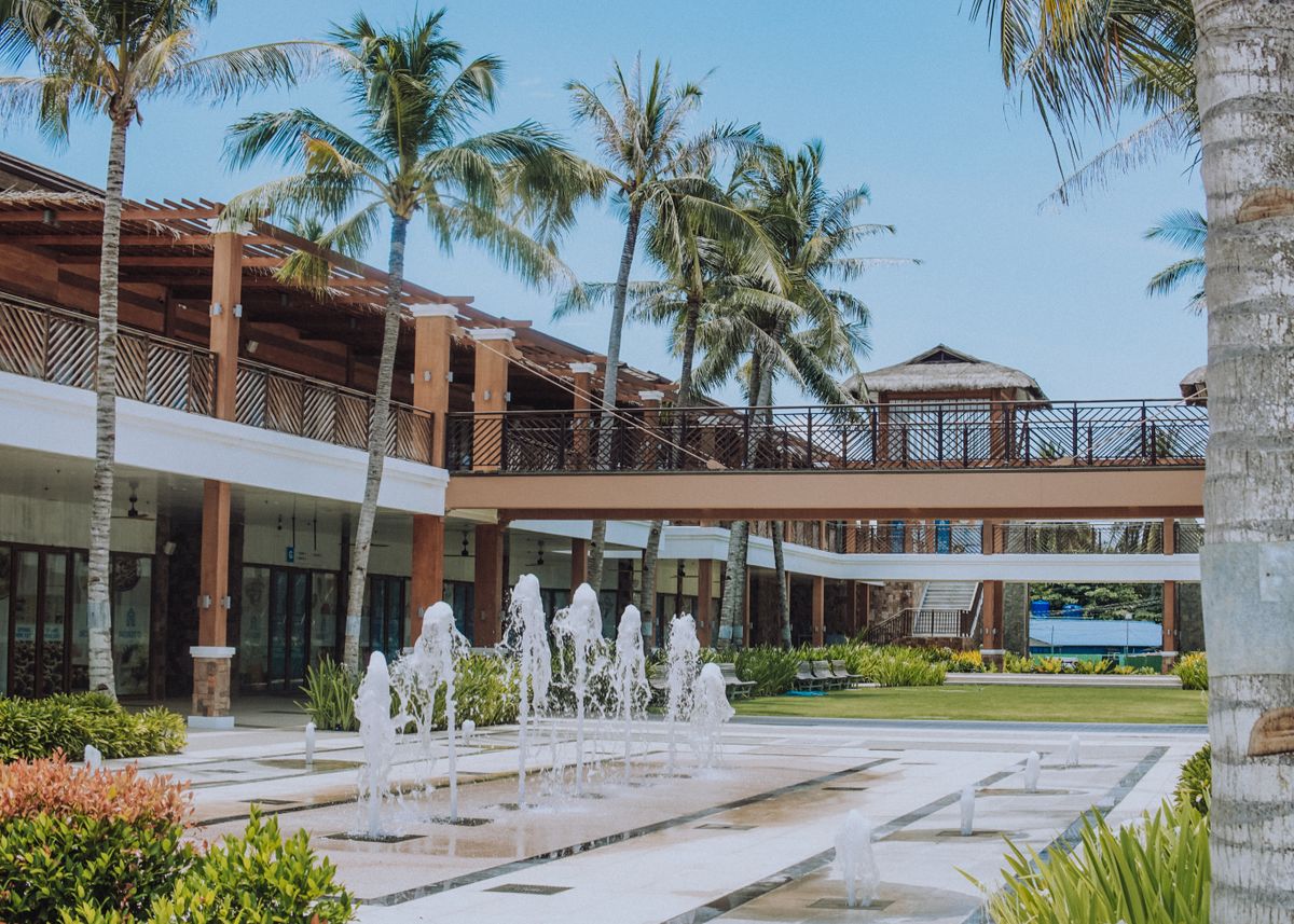 Tropical hotel resort exterior