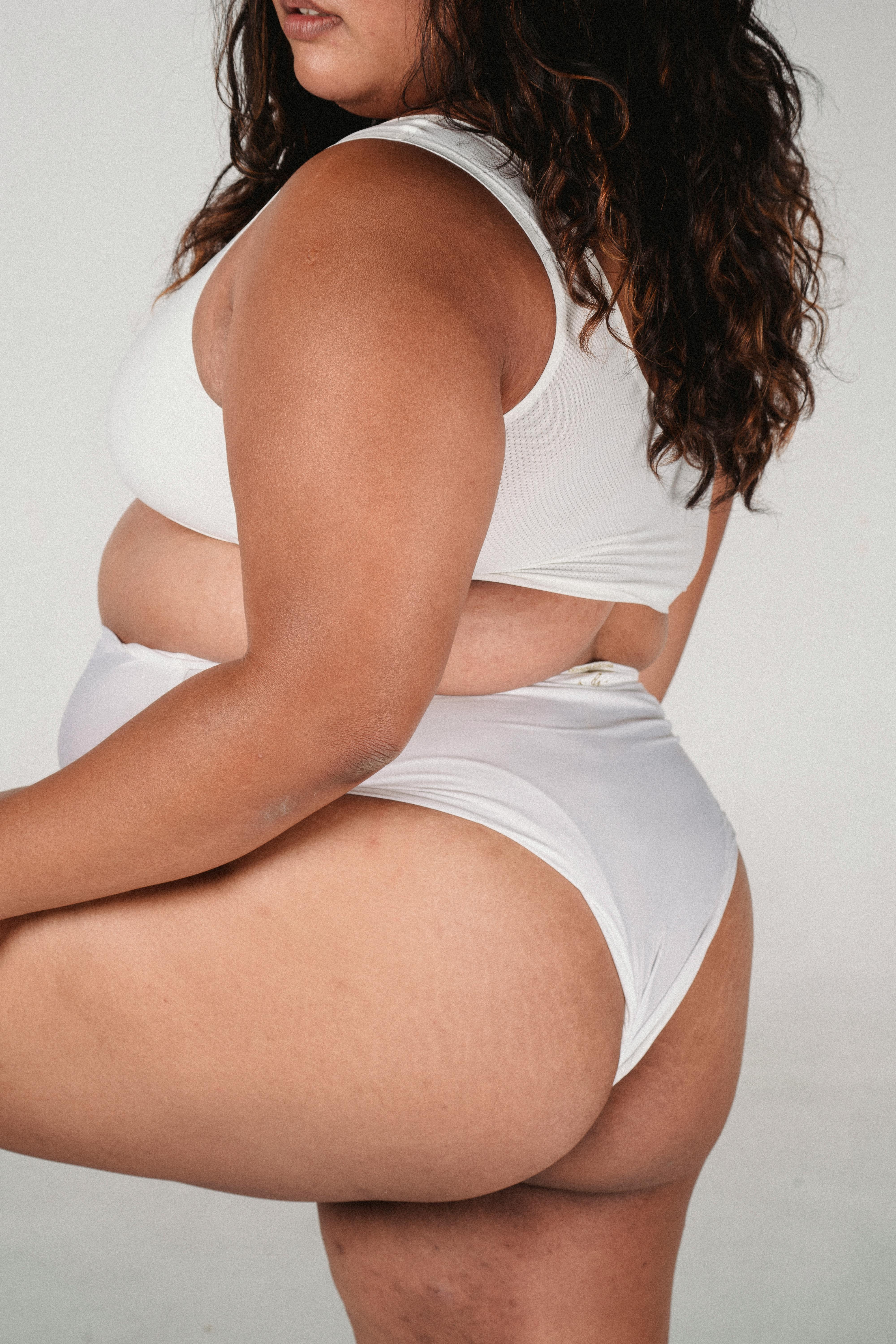 Crop plump woman in white underwear · Free Stock Photo photo