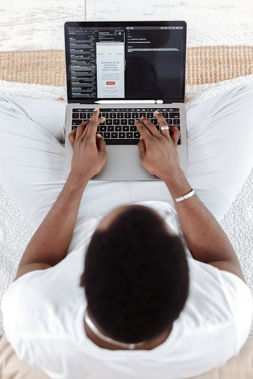 Free A Man Working on His Laptop Stock Photo