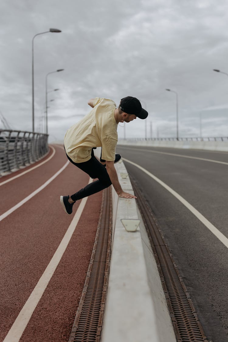 A Man Doing Parkour