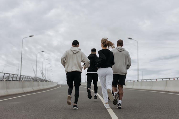 Back View Of A People Doing Jogging 