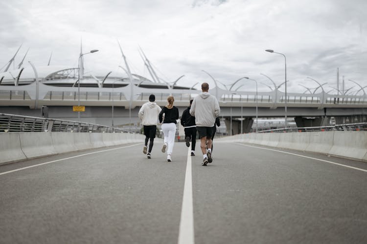 Back View Of A People Doing Jogging 