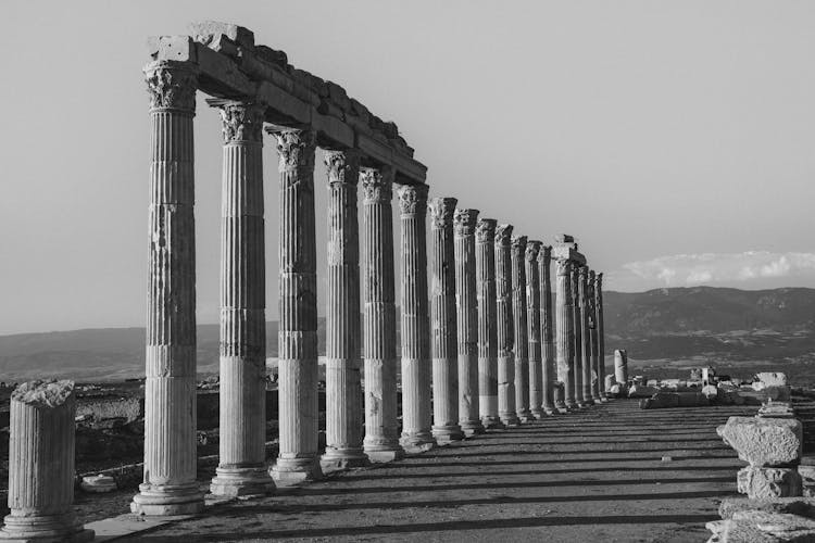 A Row Of Stone Pillars