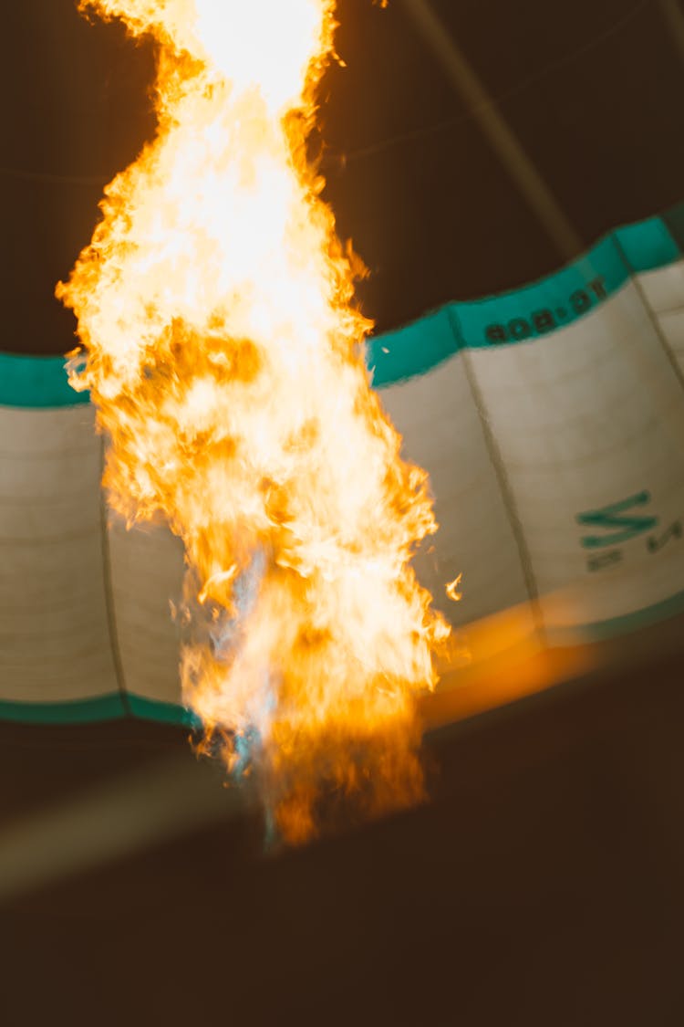 Close-up Of A Fire Inside A Hot Air Balloon 