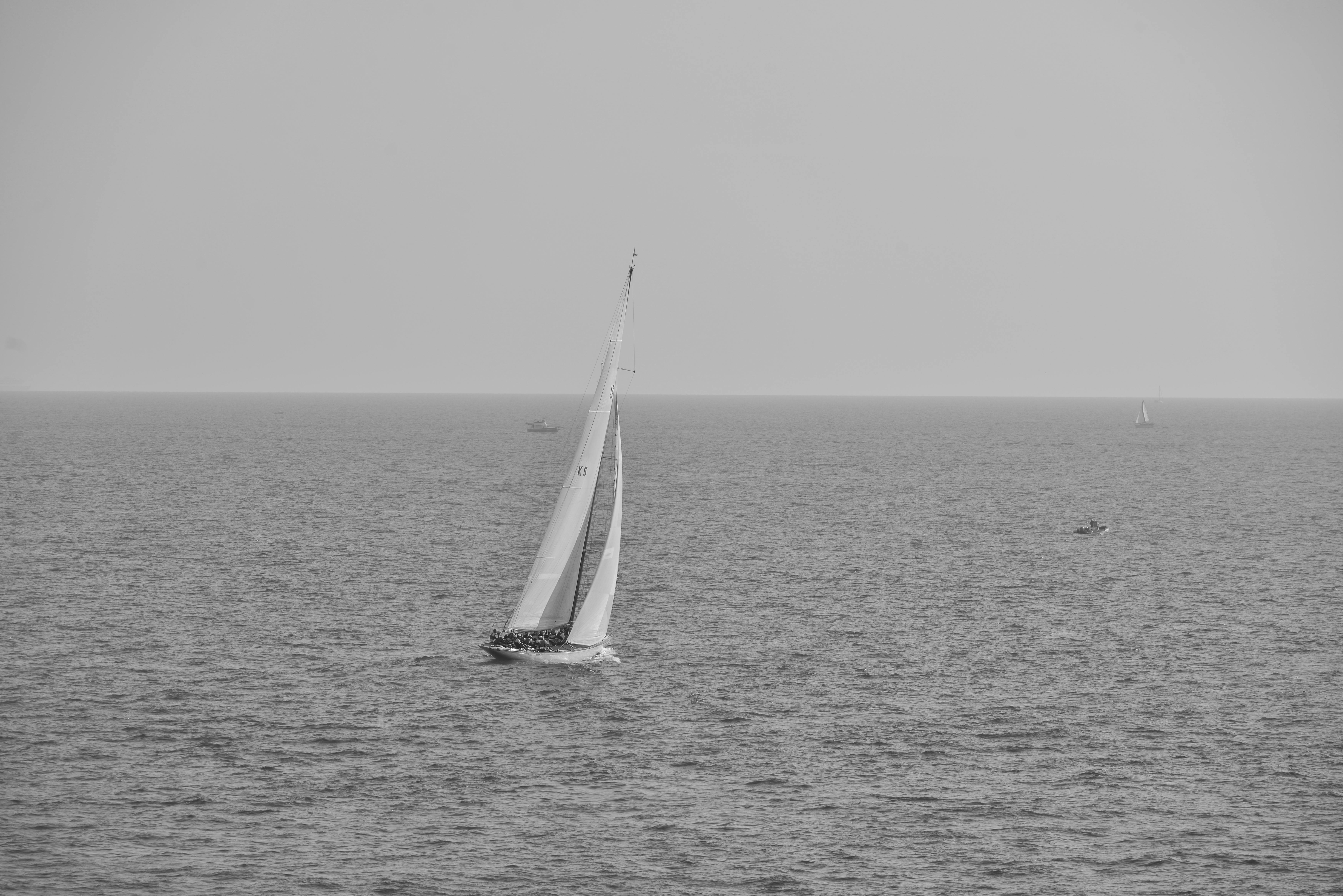 Free stock photo of black-and-white, boat, ocean