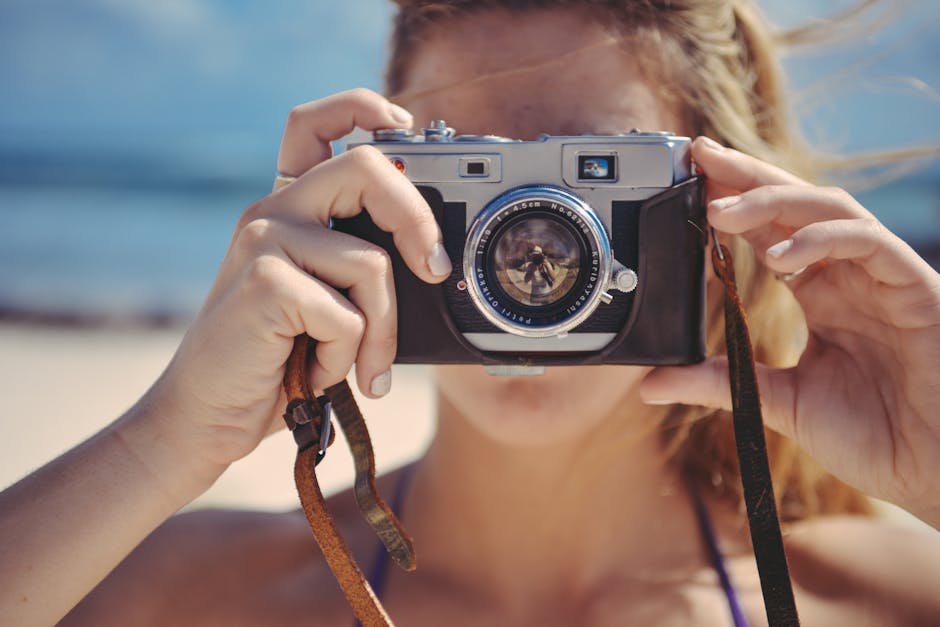 beach, camera, hobby