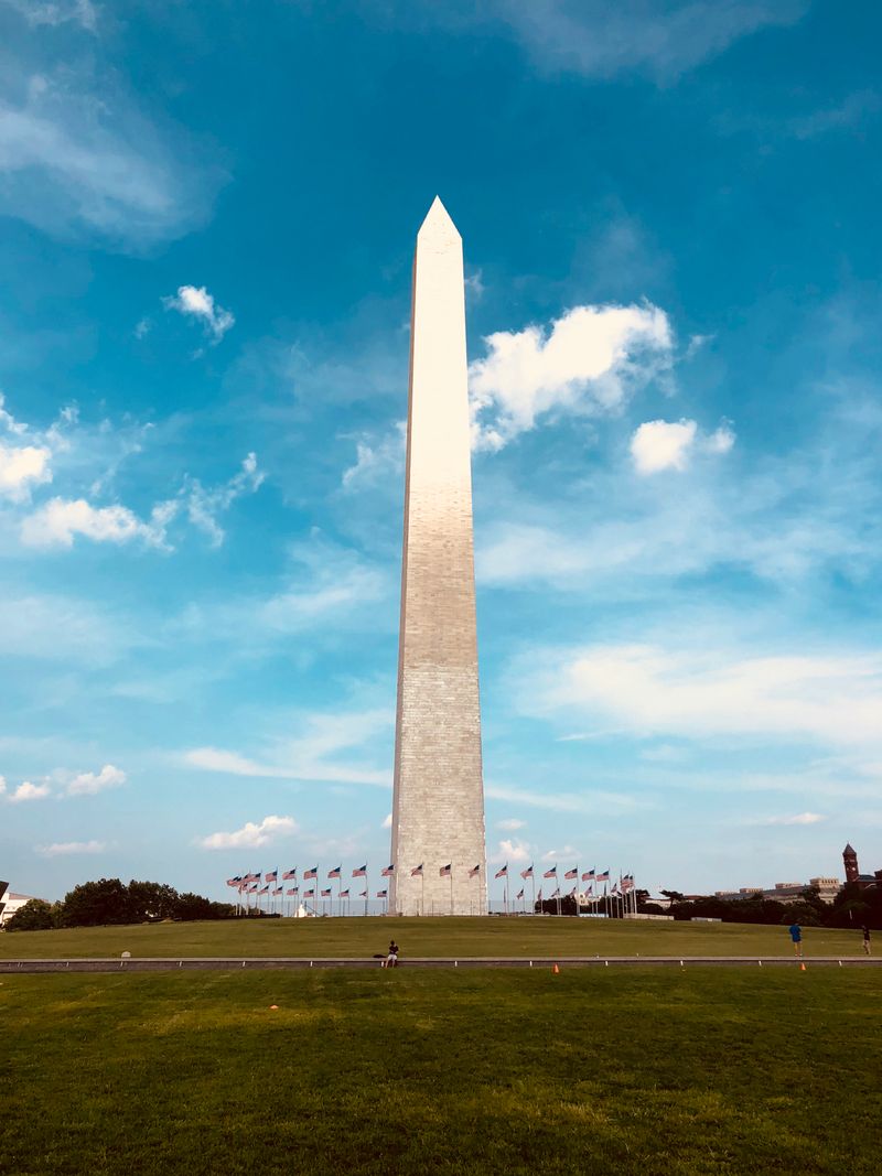 Washington Monument against a blue sky