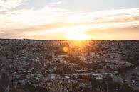 Townscape and Yellow Sun at the Horizon