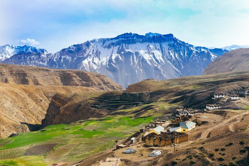 Free Scenic view of Langza village in Spiti Valley, India with mountain backdrop. Stock Photo