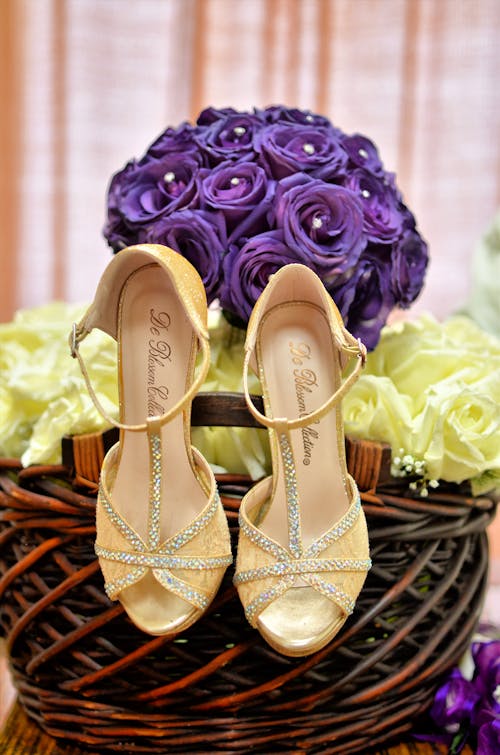 Free Shoes and Flowers Stock Photo