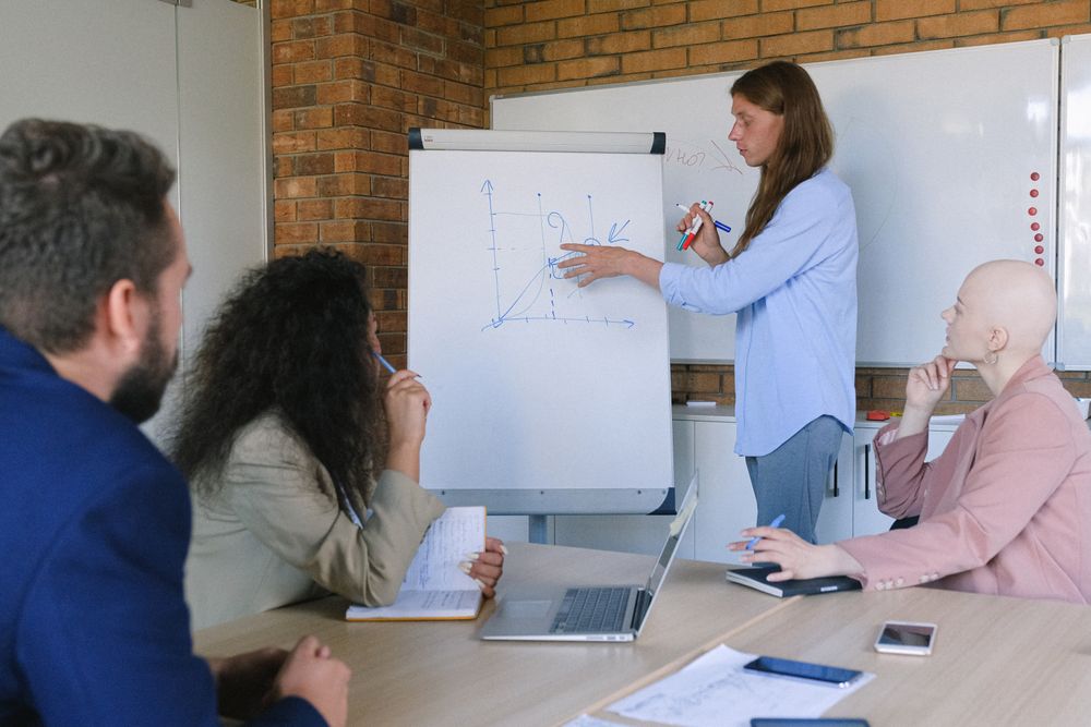 Operations coaches reviewing plans around a table. Photo by Anna Shvets on Pexels