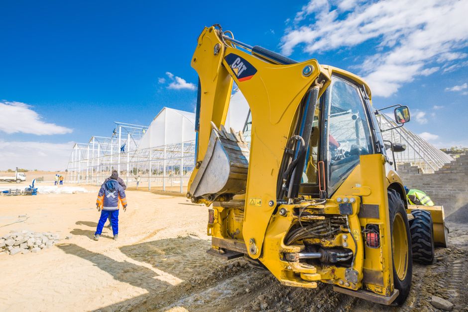 Construction work on a building site