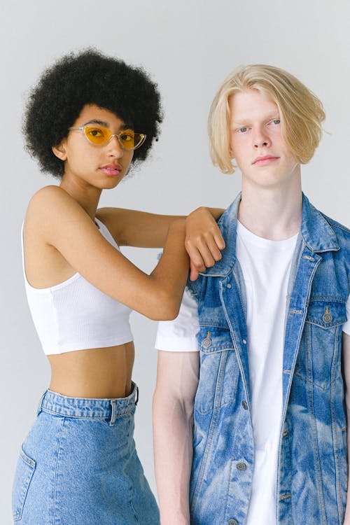 Diverse couple looking at camera