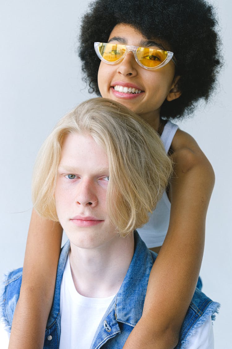 Happy Diverse Couple Doing Piggyback Riding