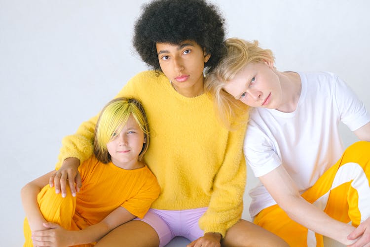 Multiethnic Carefree Teenagers In Bright Casual Outfits